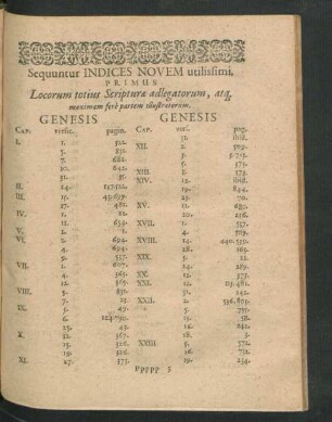 Sequuntur Indices Novem utilissimi, Primus Locorum totius Scripturae adlegatorum