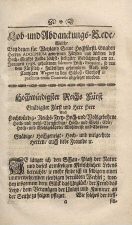 Lob- und Abdanckungs-Rede ...