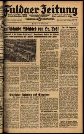 Ausgabe vom Freitag, den 13. Februar 1942.