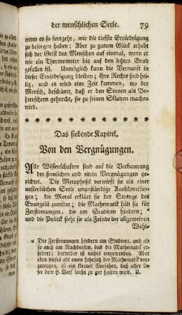 Das siebende Kapitel. Von den Vergnügungen