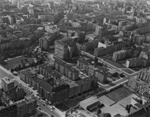 Luftaufnahme, Blick von Süd-Osten auf den Bayerischer Platz. Berlin-Schöneberg, Bayerischer Platz