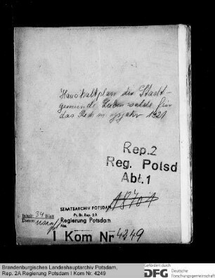 Haushaltsplan der Stadtgemeinde Liebenwalde für das Rechnungsjahr 1921