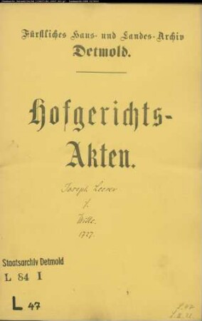 Leeser, Joseph zu Detmold gegen Joh. Henrich Witte im Diestelbruch - Schuldforderung