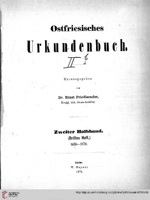 Titelblatt Zweiter Halbband