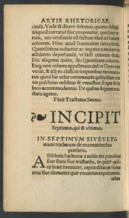 Incipit Septimus, qui & ultimus.