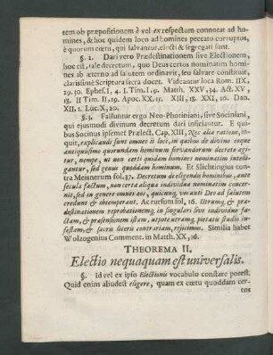 Theorema II. Electio nequaquam est universalis.