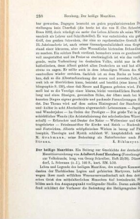 238-239 [Rezension] Herzberg, Adalbert Josef, Der heilige Mauritius