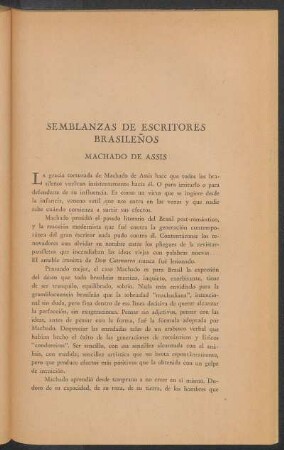 Semblanzas de escritores brasileños : Machado de Assis