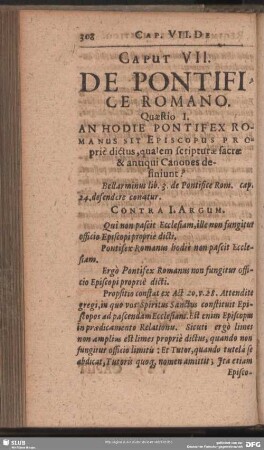 Caput VII. De Pontifice Romano