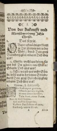 I. Von der Zukunfft und Menschwerdung Jesu Christi.