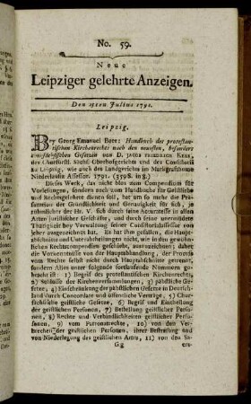 No. 59. Den 25ten Julius 1791.