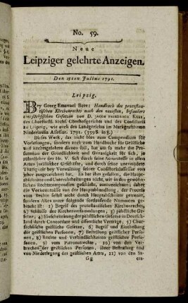 No. 59. Den 25ten Julius 1791.