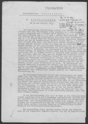 Hörvelsingen: Visitationsbericht mit Pfarrbericht 1953