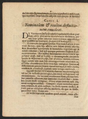 Caput I. Nominalem et realem definitionem enucleat.
