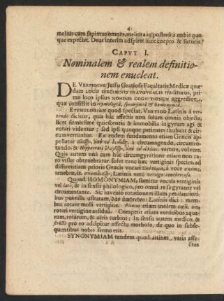 Caput I. Nominalem et realem definitionem enucleat.