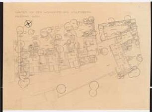 Gärten an der Wohnsiedlung Killesberg, Stuttgart: Lageplan mit Gartenplan 1:100