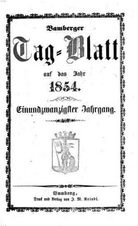 Tag-Blatt der Stadt Bamberg, 1854 = Jg. 21