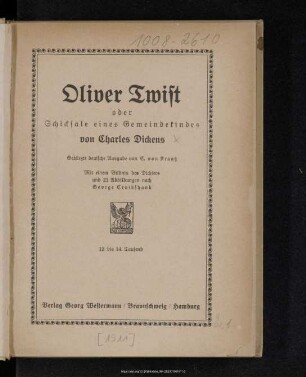 Oliver Twist oder Schicksale eines Gemeindekindes