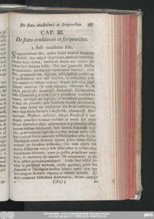 Cap. III. De statu eruditionis et scriptoribus.