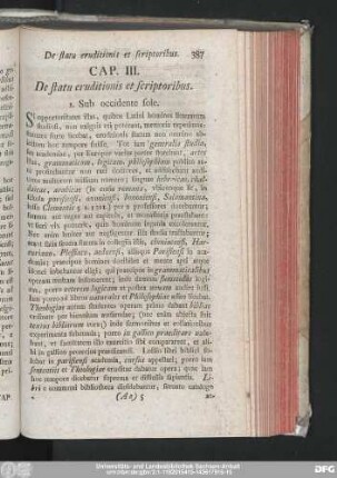 Cap. III. De statu eruditionis et scriptoribus.