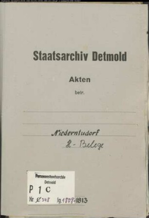 Belegakten zum Heiratsregister der katholischen Gemeinde Niederntudorf, Kreis Büren (1808-1813)