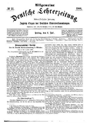 Stenographischer Bericht über die Deutsche Lehrerversammlung in München vom 4. bis 7. Juni 1906 (Fortsetzung)