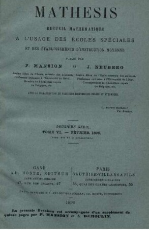 Deuxième. Tome VI. - Février 1896.