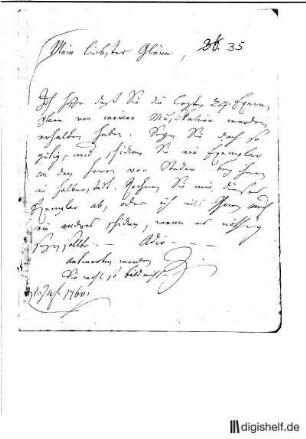 35: Brief von Just Friedrich Wilhelm Zachariae an Johann Wilhelm Ludwig Gleim