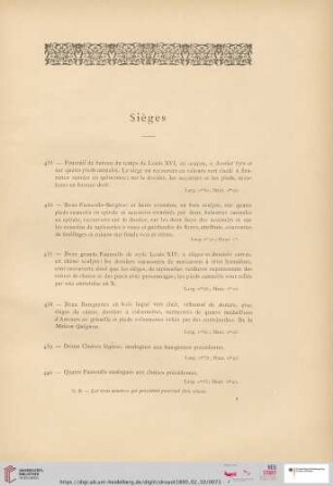 Sièges (Nr. 435 - 461)