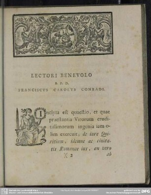 Lectori Benevolo S. P. D. Franciscus Carolus Conradi