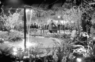 Freiburg: Stadthalle, Blumen- und Gartenausstellung, Ihringer Bläsergruppe zwischen Blumen
