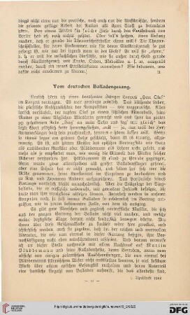 Vom deutschen Balladengesang