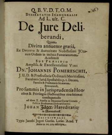 Dissertatio Inauguralis Ad L. ult. C. De Iure Deliberandi