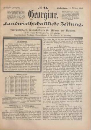 Fünfzigster Jahrgang. No. 41. Insterburg, 12. Oktober 1882.