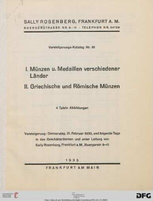 Münzen u. Medaillen verschiedener Länder (Katalog Nr. 81)