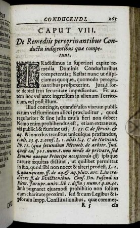 Caput VIII. De Remediis peregrinantibus Conductu indigentibus quæ competunt.