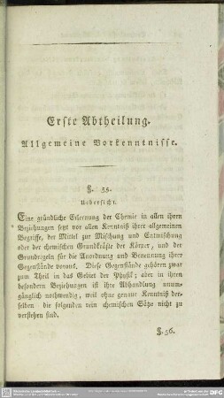 Erste Abtheilung. Allgemeine Vorkenntnisse