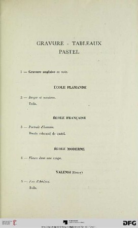 Gravure – Tableaux – Pastel (Nr. 1-5)