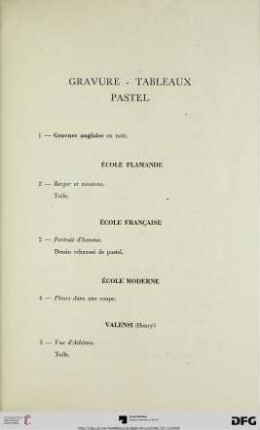 Gravure – Tableaux – Pastel (Nr. 1-5)