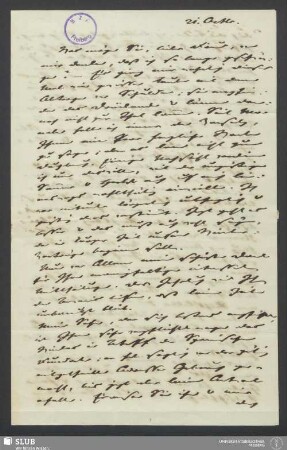 Ein Brief von Karl Cäsar von Leonhard an Professor B. Cotta nach Freiberg bei Dresden vom 21. Octbr. - XVII 698 8.