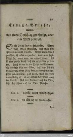 Einige Briefe, worinn man einen Vorschlag genehmigt, oder eine Bitte gewährt