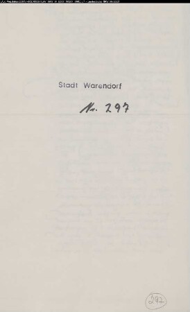 Abschrift eines Schreibens der Stadt Münster an die Stadt Warendorf in der Rechtssache Johann Vorsten [contra] Kleinewegge.