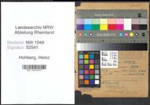 Entnazifizierung Heinz Hohberg , geb. 16.01.1912 (Dozent)