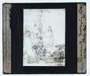 Rembrandt, Grablegung Christi, über der Wiedererweckung des Lazarus (Zeichnung Benesch 17) (London BM T,14.6)