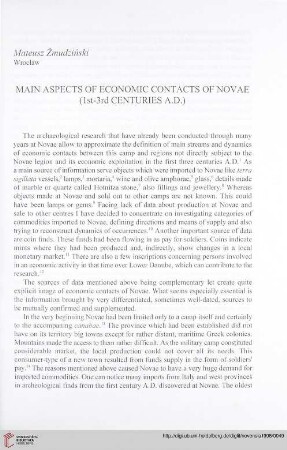 10: Main aspects of economic contacts of Novae (1st-3rd centuries AD)