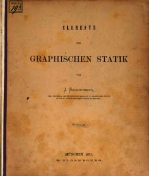 Elemente der graphischen Statik. 2, Atlas