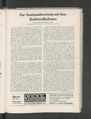 Zur Auseinandersetzung mit dem Rechtsradikalismus