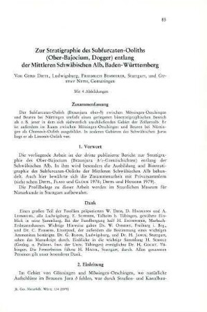 Zur Stratigraphie des Subfurcaten-Ooliths (Ober-Bajocium, Dogger) entlang der Mittleren Schwäbischen Alb, Baden-Württemberg