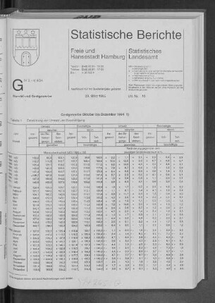 Gastgewerbe Oktober bis Dezember 1994 : Lfd. Nr. 10
