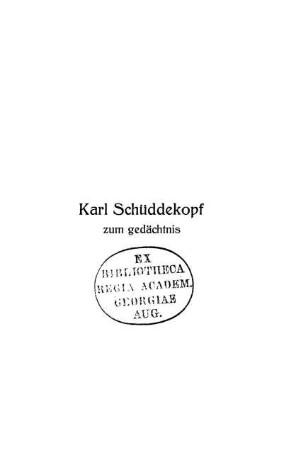 Karl Schüddekopf zum Gedächtnis